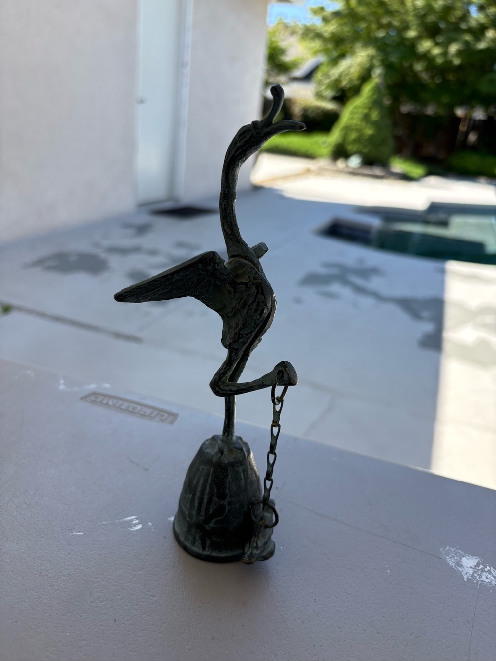 Vintage Crane bronze Japanese sculpture beautiful and collectible table bell